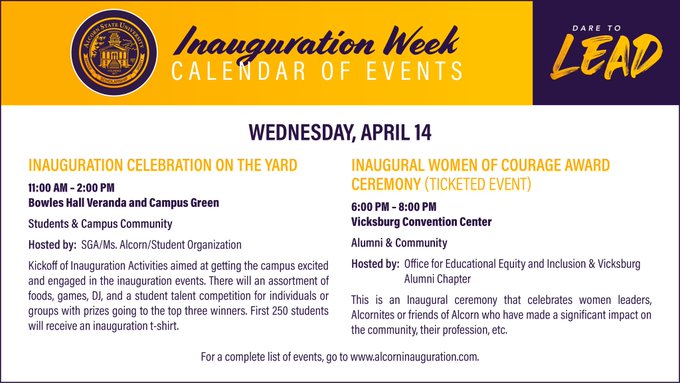 Inauguration Week Calendar of Events